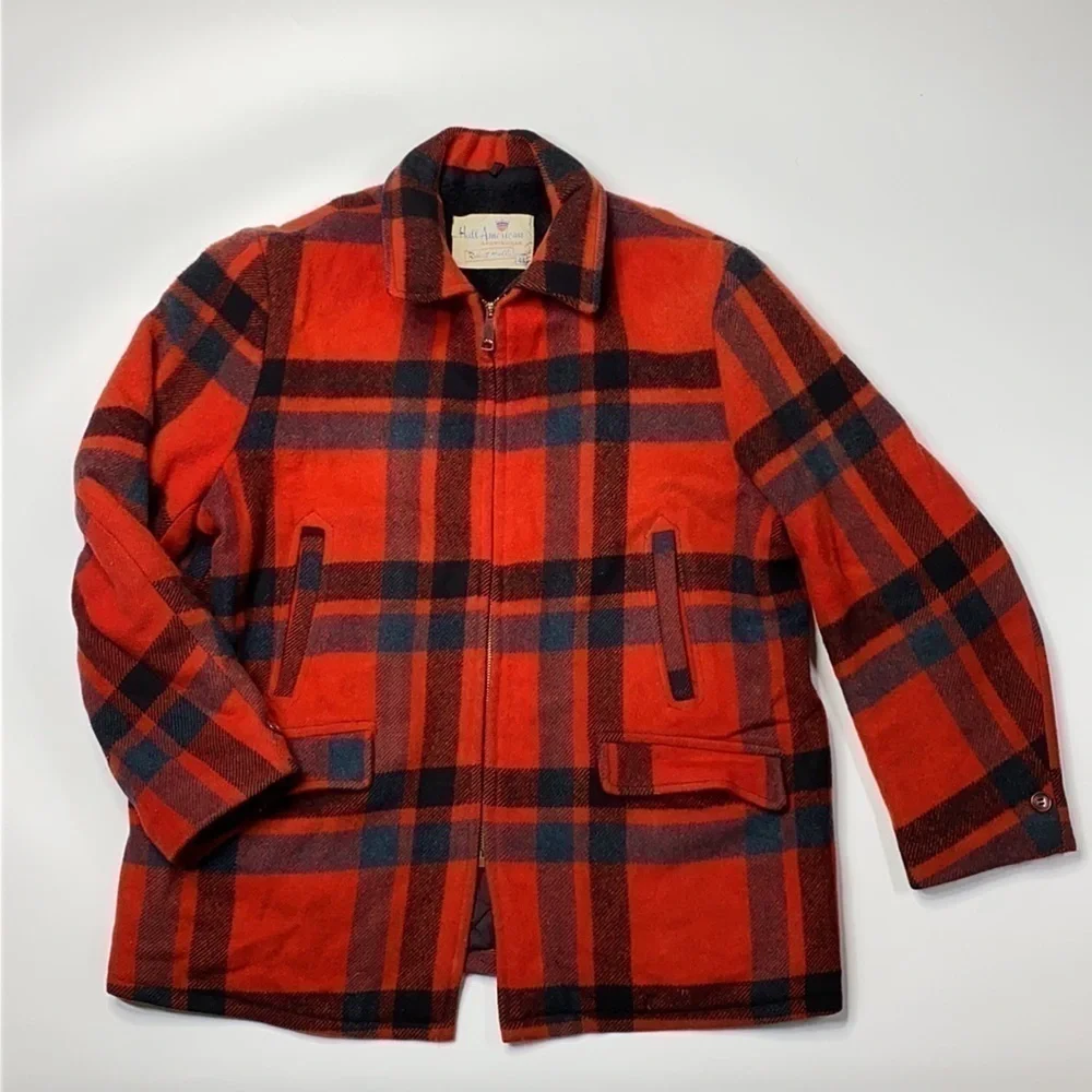 Vintage Robert Hall Buffalo Plaid 50's Jacket Size 46 XL